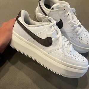 Nike White and Black Platform Sneakers